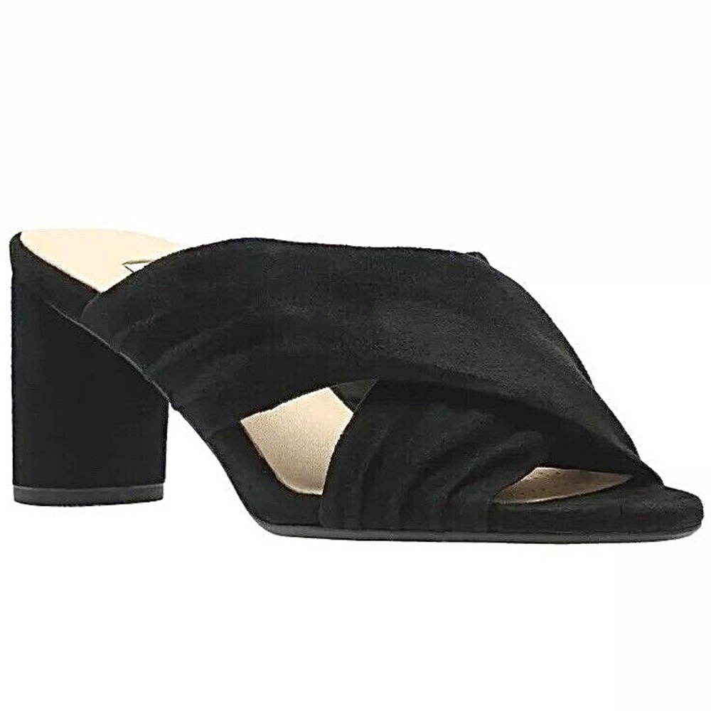 Clark's Amali Primrose Black Suede Sandals Size 8.5